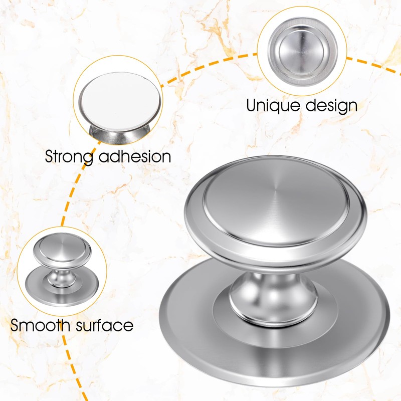 Xelsluthe 8 Pack Self-Adhesive Cabinet Knobs, No-Drill Stainless Steel Stick