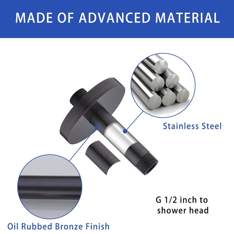 Wall Mounted Stainless Steel Shower Arm Shower Head Extension Pipe