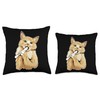 Cat Brushing Teeth Pets Lover Funny Design Throw Pillow