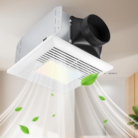 GROWNEER Bathroom Exhaust Fan with Light, 110 CFM 1.0 Sone Exhaust Fan No Attic Access Needed, Ceiling or Wall Mount, 7.68 x 9.25 inch, 35W Bathroom Fan with LED Light 3CCT Adjustable 600LM, White