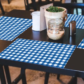 CounterArt Blue Gingham 24 Sheet Reusable Premium Paper Stock Placemats in Resealable Storage Bag Made in The USA 17" x 11"