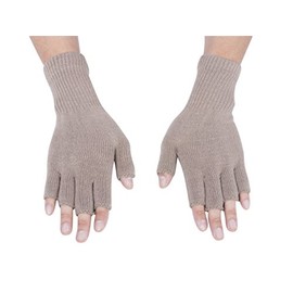 Gravity Threads Unisex Warm Half Finger Stretchy Knit Fingerless Gloves, Khaki