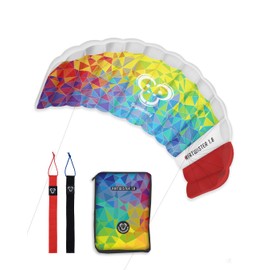 Skymonkey Airtwister 1.8 Parafoil Kite incl. Carrying Bag and Flight Loops, Ready to Fly Stunt Kite with Sturdy Polyester Ripstop Material, Flying Kite Suitable for Beginners
