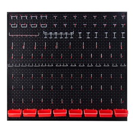Pegboard Kit with Accessories,Includes 2 Pack 16" X 36" Steel Pegboard and 180 PCS Varied Pegboard Accessories,can be used for Tool Storage and Garage Organization. (Red Box)