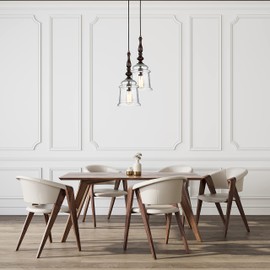 Edvivi 1-Light Pendant Light Farmhouse Oil Rubbed Bronze Ceiling Light with Seeded Glass Bell Jar Shade, Adjustable Hanging Light Fixture for Kitchen, Dining, Bedroom