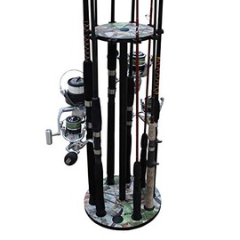 Rush Creek Creations 10 Round Freshwater Fishing Rod/Pole Storage Floor Rack Camouflage Finish - Convenient Easy Assembly