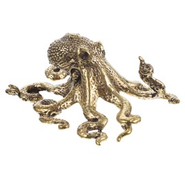KITANDOVE Unique Sculpted Brass Octopus Ornament for Home Decor - Classy Animal-Themed Collectible Figurines & Accessories
