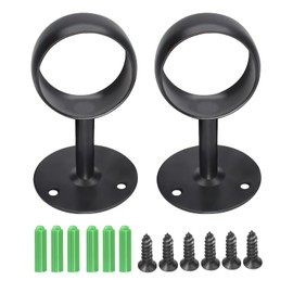 HARSKIYER 2pcs 2 Inch Stainless Steel Ceiling Mount Curtain Rod Bracket, Matte Black Heavy Duty Shower Closet Rod Holder Flange Rod Holder Closet Pole End Supports Socket with Matching Screws