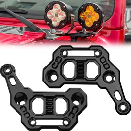 KARSAM Wrangler JL Dual Light Bar Hood Mounting Brackets, Gladiator JT Ditch Light Cowl Mount Brackets A-Pillar Fog Light Mounts LED Light Pod Brackets for 2018-2025 Jeep Wrangler JL JLU Gladiator JT