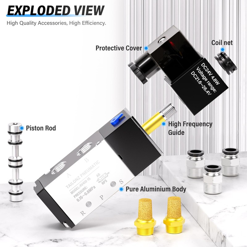 TAILONZ PNEUMATIC 1/2 Inch BSP Solenoid Valve 4V410-15 24V Single