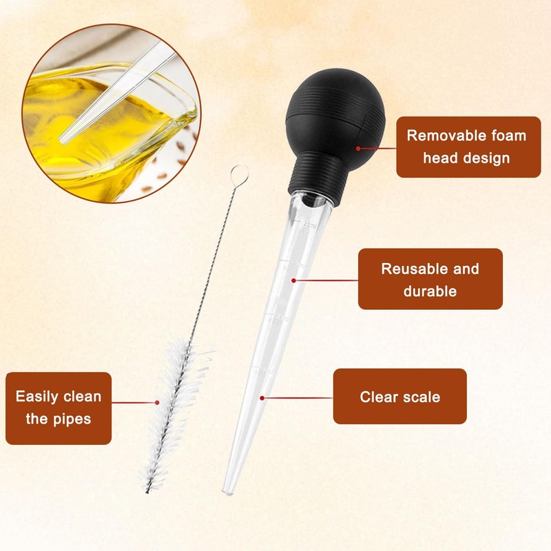 Turkey Baster Set with Cleaning Brush, 30ML Large Capacity TPR