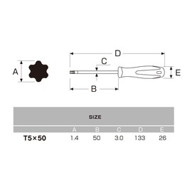 ANEX Screwdriver Hex Robe T5x50 No Hole No. 6300