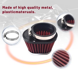 Motorcycle 60mm Air Filter Clamp On Air Filter 2.36" Mushroom Head Engine Air Cleaner Fits for ATV/Dirt Pit Bike/Mini Bikr/Go Kart/Scooter-Red