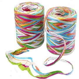 2 Rolls Colored Paper String Raffia Ribbon 160Meters/524 Feet Ribbons with 6 Colors Paper Perfect for Gift Box Wrapping, DIY Art Decoration, Party Decor and Craft Projects