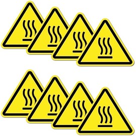 Pack of 8 Warning Stickers 6 x 5 cm Heat High Temperature Overheating Warning with UV Protection Laminated Waterproof Digital Print
