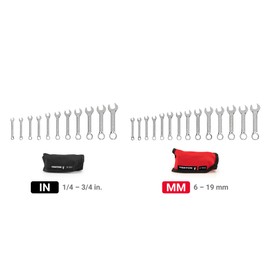 TEKTON Stubby Combination Wrench Set with Pouches, 25-Piece (1/4-3/4 in., 6-19 mm) | WCB94403
