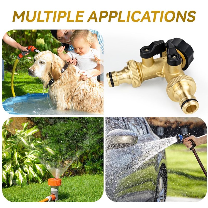 TMOK Garden Hose Splitter 2 Way, Heavy Duty Brass Connector