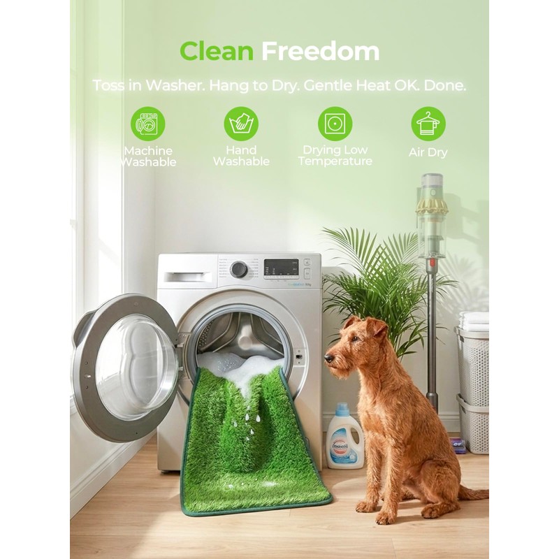 Pawhoo 1.2'' Thick Woven Fake Grass Mat for Dog, Glue-Free