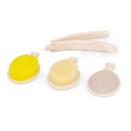 AFH Ergonomic Shower and Wash Set | Body Brush | 3 Interchangeable Attachments | Back Brush