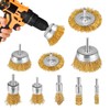 Wire Wheel Brush Drill Attachment 9 Pcs with 1/4in Shank