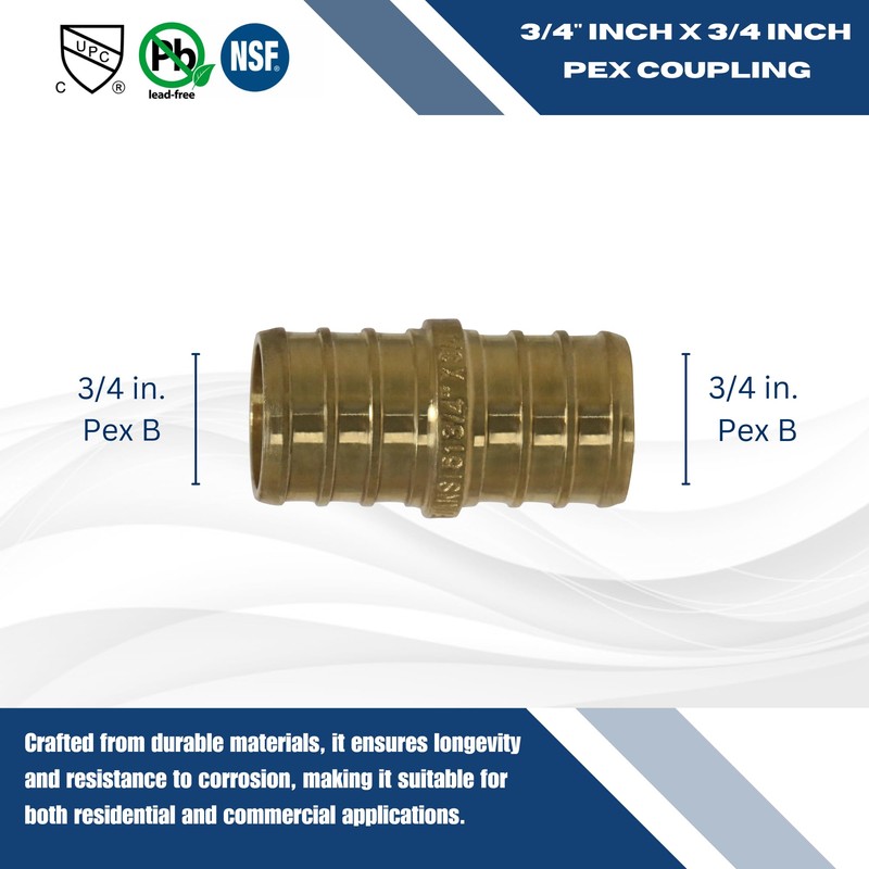 Generic Pex Fitting Straight Couplings 10 PK/Brass / 0.75