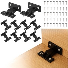 jojofuny 10Pcs Adjustable Cabinet Panel Connector, Black Nylon Push-On Fitting Clips with Screws, Concealed Furniture Connect Brackets for Wardrobe Wall Trim Mounting Hardware