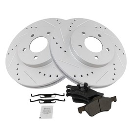 TRQ Front Performance Brake Pad & Rotor Kit Brake Pads Brake Rotors Set Semi-Metallic Premium G-Coated Compatible with 2005-2012 Ford Escape 2005-2011 Mazda Tribute 2005-2010 Mercury Mariner