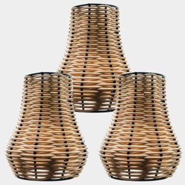 Rattan Lampshades Set of 3, For Table, Wall Sconces,Hanging lamps woven boho rattan Lamp Shade replacement for Living Room Kitchen Dining Room Bedroom traditional Shades