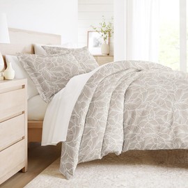 LINENS & HUTCH Patterned Ultra Soft 3 Piece Duvet Cover Set - Serenity - King/Cal-King Taupe