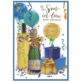 Simon Elvin Son In Law Birthday Card - Mens Male Size: 7.5" x 5.25" (C)