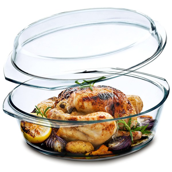 Simax Round Glass Casserole Dish, Glass Round Casserole Dish with