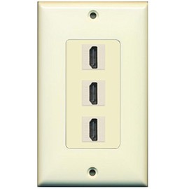 RiteAV HDMI 2.0 Keystone Decorative Wall Plate - Light Almond/Light Almond 3 Port
