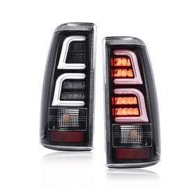 CHEDA LED Tube Tail Lights Brake Lamps Compatible with Chevy Silverado 1500 2500 1500 HD 2500 HD 1999 2000 2001 2002 GM2800186, GM2801186 Clear lens(w/white light bar)