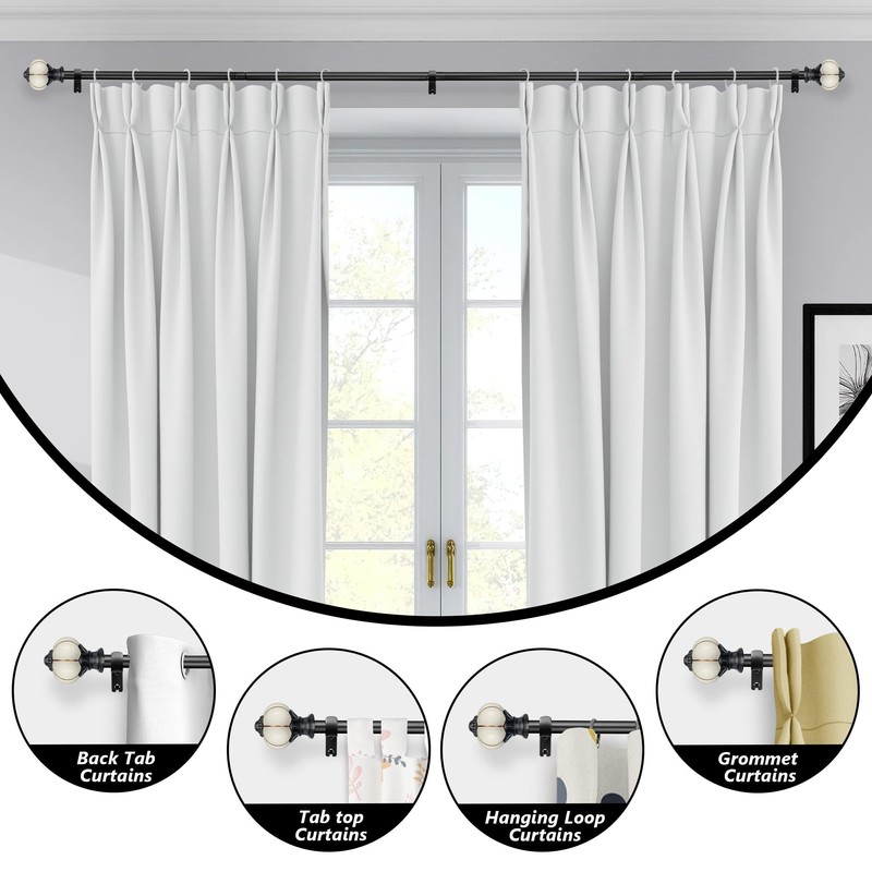 Ceramic Curtain Rods for Windows 48 to 84 Inch,1 Inch