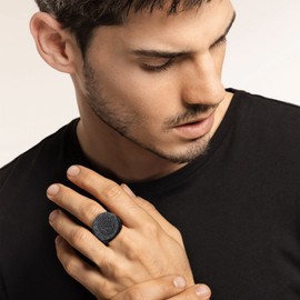 U7 Chunky Signet Rings Jewellery Eye Of Horus Egyptian Black Finger Ring For Men Women