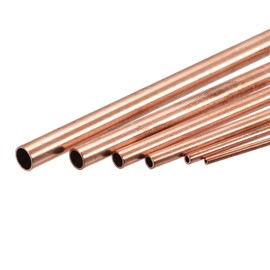 uxcell Copper Tube, 8mm 9mm 10mm 11mm 12mm 13mm OD x 0.5mm Wall Thickness 200mm Length Metal Tubing, Pack of 6