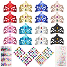 Hoedia 23 Packs Foam Princess Crowns and Tiaras for Birthday Party Favors Hats, DIY Prince Crown Kit Paper Tiara with Crystal Diamond Sticker