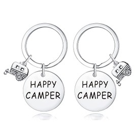 Nzztont 2 Pack Happy Camper Keychains Camping Keychain Keyring Gift For Camper Lover Vacation Keychain