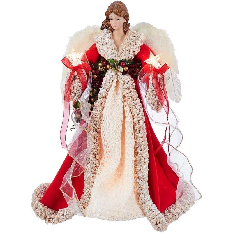 Kurt Adler UL2218 UL 10-Light 16" Red & Ivory Angel