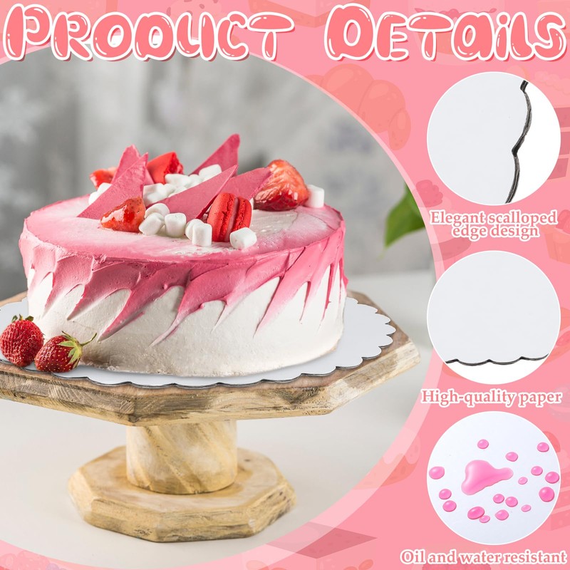 Newtay 50 Pcs 5 Inch Scalloped Bases Cake Boards Scalloped
