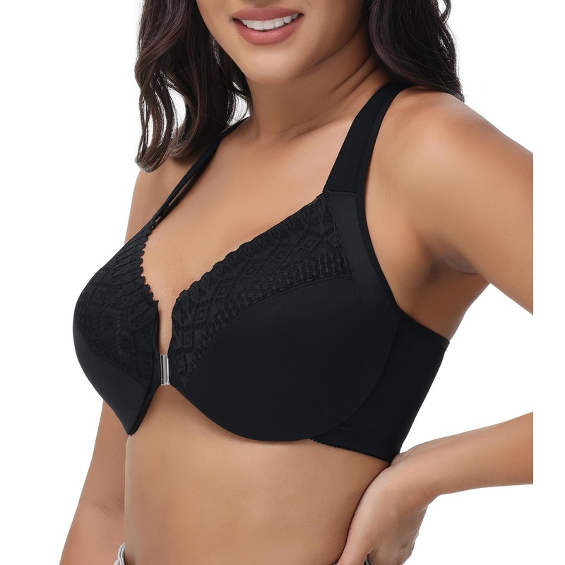 Oscrenia Racerback Front Closure Bra Plus Size for Women Unlined