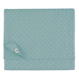 Linen & Cotton Tablecloth Vintage Country House Rustic Antea - 100% Linen, White Duck Egg Blue (137 x 300 cm) Dots Rectangular Long Tablecloth Fabric Table Linen for Home Kitchen Decoration Party