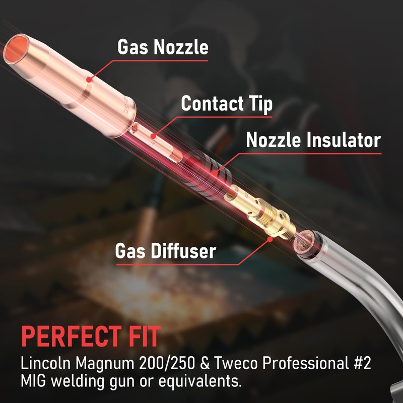 YESWELDER MIG Welding Gun Kit .045" Tip-Nozzle-Diffuser-Adapter for Lincoln Magnum