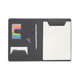 LHiDS Creative Magnetic Business Portfolio Lite Resume Padfolio Organizer with Clipboard, Paper Clip, Writing Pad, Pen/Card Holder, Magnetic Closure for Work, School and More (Black, A5)