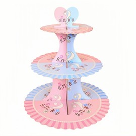 Duluoioi - Soporte de exhibición para magdalenas, torre de postre, soporte para pasteles y pasteles (mariposa rosa azul)