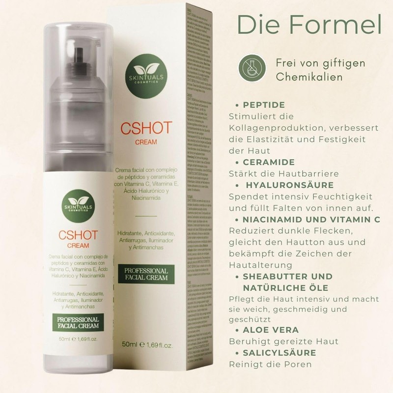 Moisturising Face Cream with Peptide and Ceramic Complex, Vitamin C,