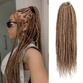 Box Braids Crochet Hair 14 Inch 7 Packs Goddess Box Braids Hair Pre Looped Crochet Hair Synthetic Braiding Hair for Black Women (14 Inch,7 Packs, P30 613)