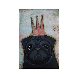 CafePress Black Pug Crowned Rectangle Magnet, 3"x2" Refrigerator Magnet