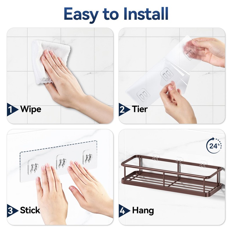 YASONIC Shower Caddy Adhesive, No Drill Bathroom Shower Organizers, with