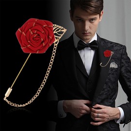 Lapel Pin Brooch for Men Suit Tassel Chain Brooch Rose Flower Pin Brooches Mens Lapel Pins for Suits Bridegroom Wedding